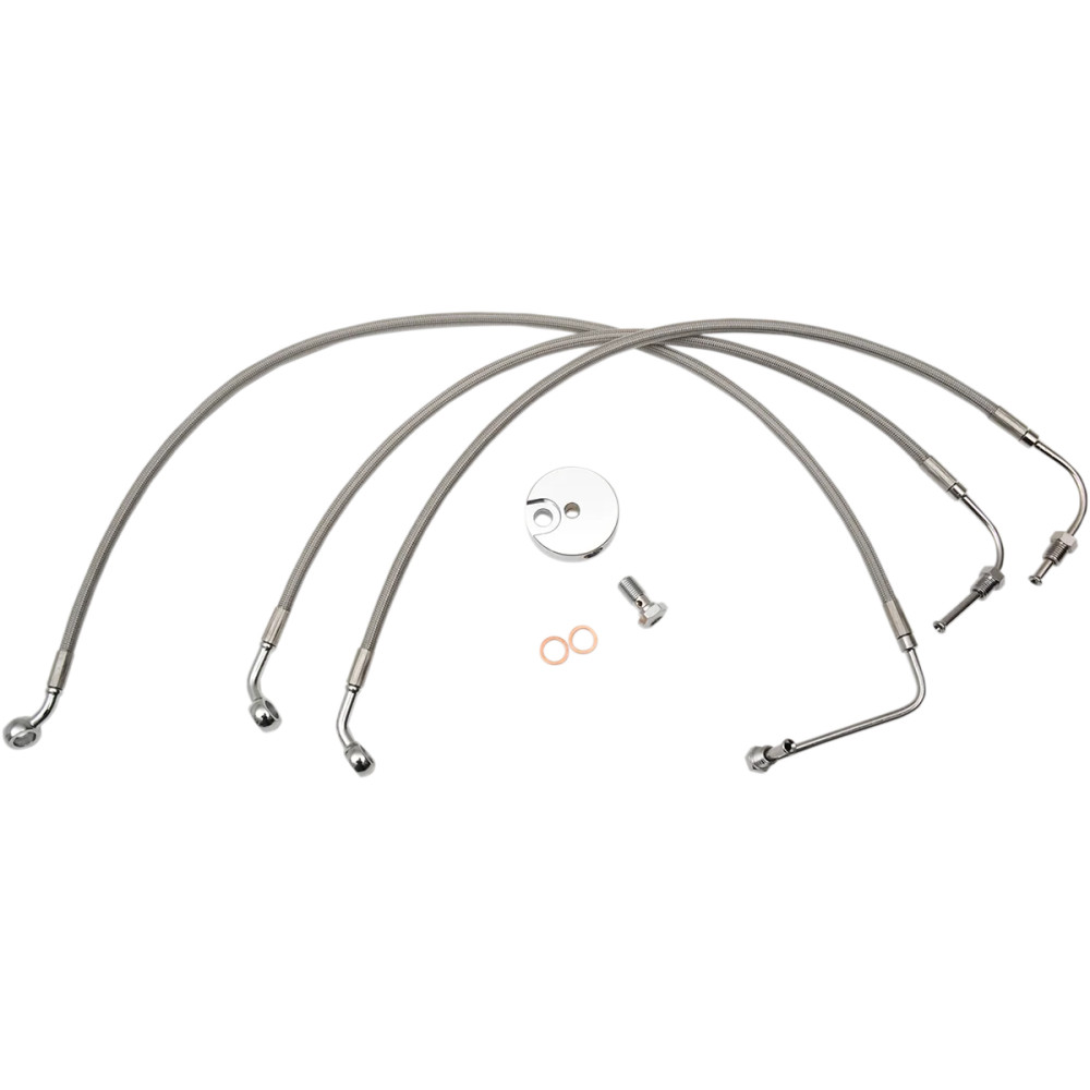 Kit de latiguillos de freno de acero inoxidable — 46 cm - 51 cm (18" - 20"), sin ABS, plata