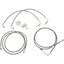 Stainless Steel Brake Line Kit — 38–43 cm (15–17 in), with ABS, Silver