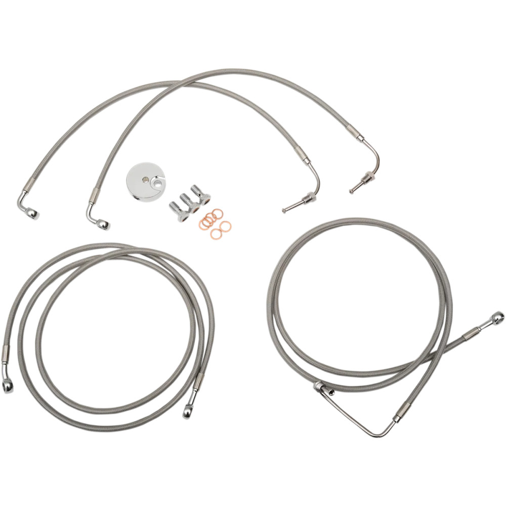 Stainless Steel Brake Line Kit — 38–43 cm (15–17 in), with ABS, Silver
