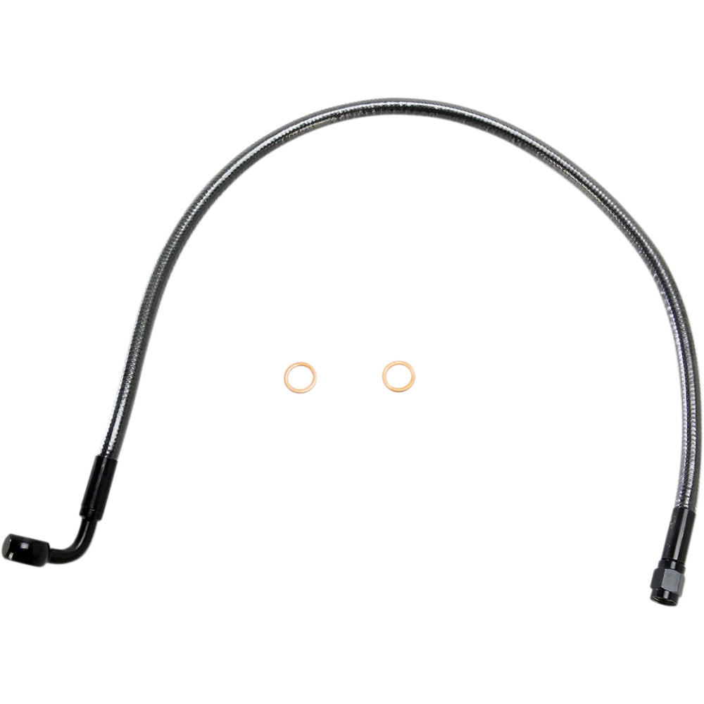 Juego de líneas de freno delanteras Designer Series de longitud alterna específico para ABS — 22", ABS, banjo 10 mm 90°, Negro