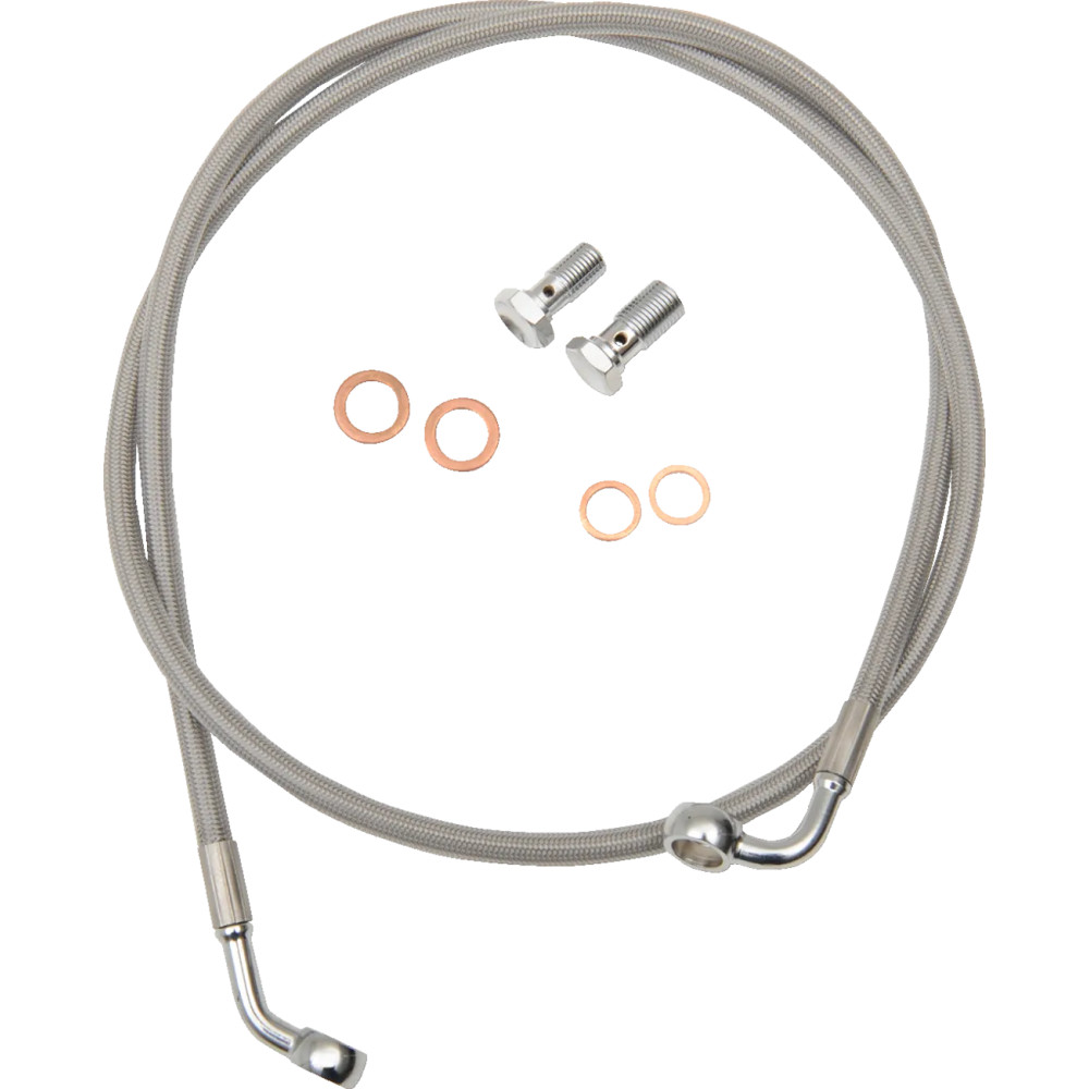Kit de latiguillos de freno de acero inoxidable — 46–51 cm (18"–20"), Ape Hanger, sin ABS, Plateado
