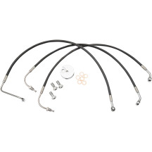 Juego de líneas de freno trenzadas negras — 38–43 cm (15"–17"), compatible con sistemas con y sin ABS