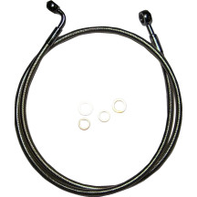 E-Z Align Línea de freno delantera trenzada para disco sencillo — 38" de longitud, sin ABS, banjo inferior 3/8" 60°, banjo super