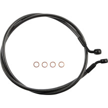 E-Z Align línea de freno delantero trenzada para disco único — 122 cm (48"), sin ABS, banjo inferior 3/8" 60°, banjo superior 10