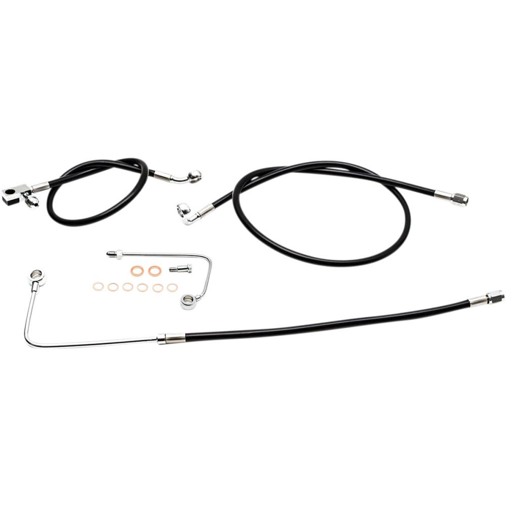 Kit de latiguillos de freno trenzados negros — 30.5 cm - 35.5 cm (12" - 14"), con ABS, delantero