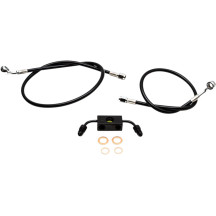 Kit de latiguillos de freno trenzados negros — 12" - 14", Ape Hanger, con ABS