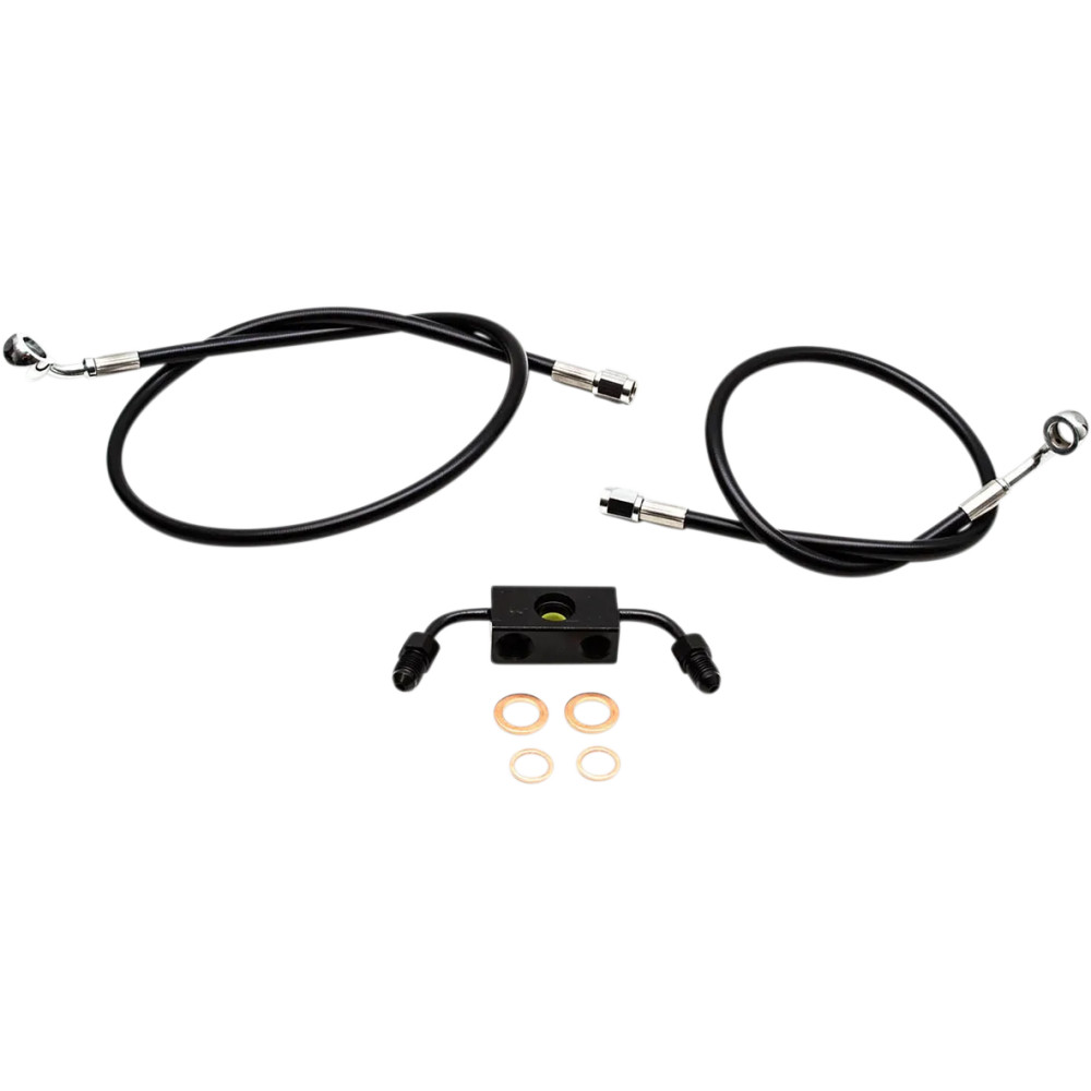 Kit de latiguillos de freno trenzados negros — 12" - 14", Ape Hanger, con ABS