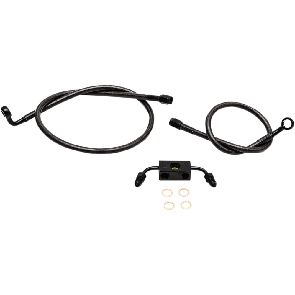 Kit de latiguillos de freno trenzados Midnight — Mini Ape Hanger, con ABS, disco sencillo, estándar