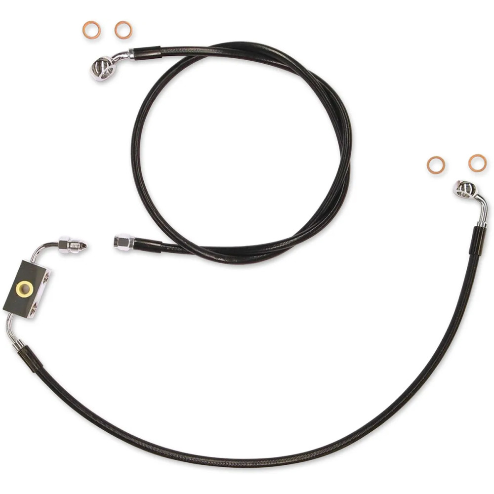 Kit de latiguillos de freno delantero Extreme Response para ABS — 52,5 cm (20-3/4 in), 86,5 cm (34 in), negro, cromo