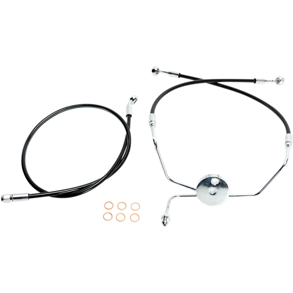 Kit de líneas de freno delanteras XR Stainless Extreme Response — Longitud 38,5 cm, 84 cm, sin ABS, Negro/Cromo