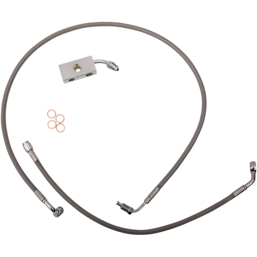 Kit de latiguillos de freno de acero inoxidable — 15–17" (38–43 cm), Ape Hanger, con ABS, plateado
