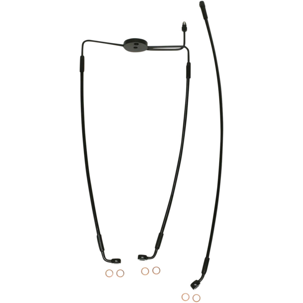 Kit XR Stainless Extreme Response de Latiguillo de Freno Delantero — Delantero, 47.5/78.5 cm, Sobredimensionado +25.4 cm, Negro,