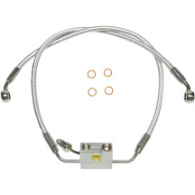 Designer Series Kit de línea de freno inferior delantero — Cromo, doble disco, con ABS