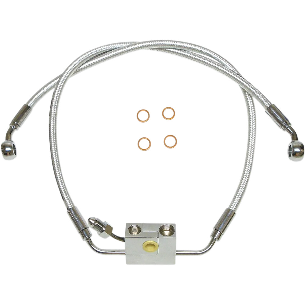 Designer Series Kit de línea de freno inferior delantero — Cromo, doble disco, con ABS