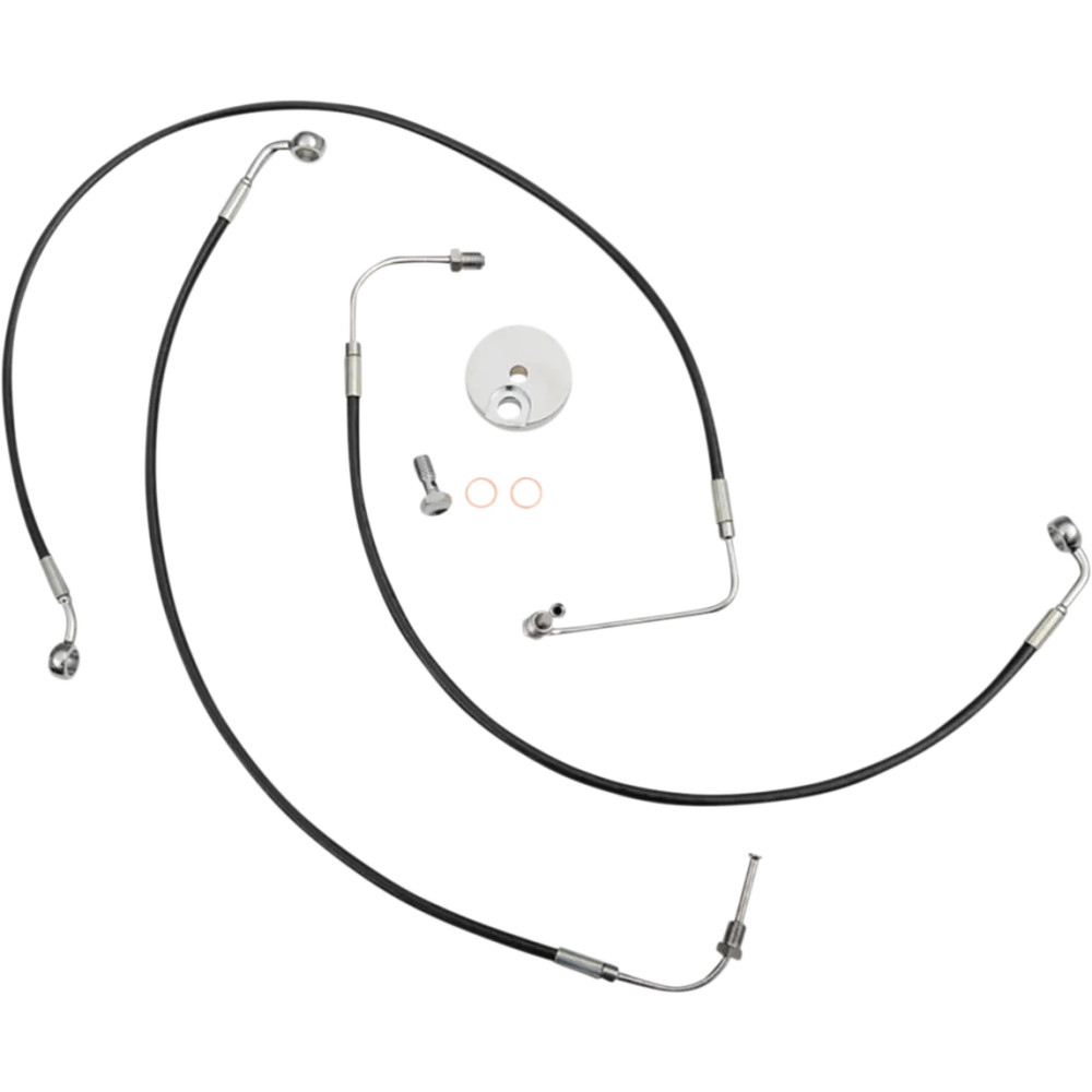 Kit de latiguillos trenzados de freno negros — 30,5–35,5 cm (12"–14"), delantero, con ABS