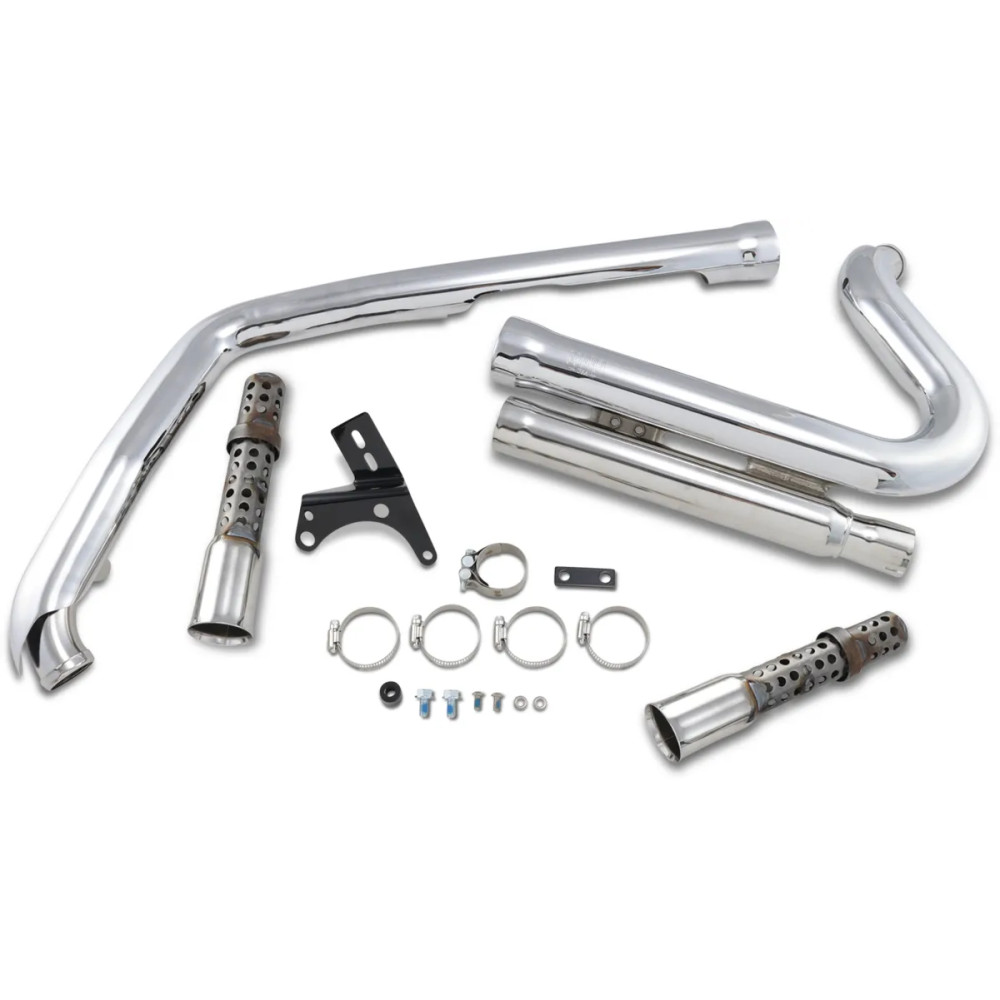 Sistema de escape Speedster 909 — sistema 2-en-2, 88.9 mm (3.5") silenciador, Cromado