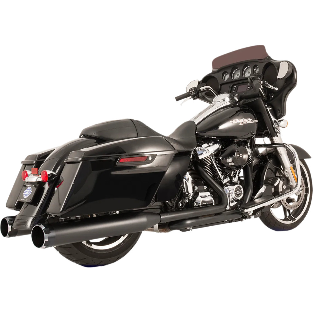 El Dorado Dual Exhaust System — 4-1/2\" mufflers, black end caps El Dorado Dual Exhaust System — 4-1/2\" mufflers, black end caps
