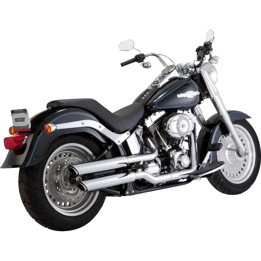 Twin Slash 3" Slip-On Mufflers — Slash-Cut end caps, Chrome