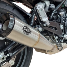 Grand National Slip-On Muffler — Slip-On, Brushed stainless steel
