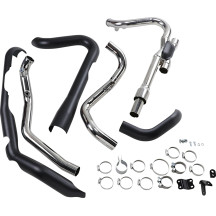 Tubo de escape Dual Bungs Pro Chamber — sistema 2-into-2, negro, Dual Bung