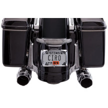 Latitude luz trasera y soporte para matrícula — Compatible con Harley Davidson®, carcasa cromada, lente ahumado claro