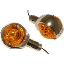 Luces Euro para extremos de manillar — 25,4 mm de abrazadera, 12V filamento simple, lente ámbar, 47,6 mm diámetro total