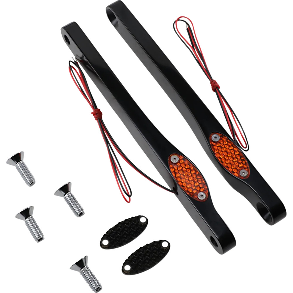 LED Front Signal Lights — 12 V, Anodized black, Amber lens