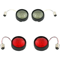 Kit completo de conversión de intermitentes delanteros y traseros con lentes de bisel tipo bala — base 1157, LED