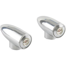 Luces LED Lightning Bullets de marcha, freno y giro — carcasa cromada, LED rojo, par