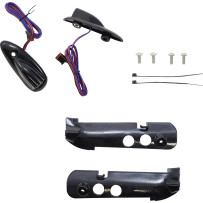 Luz de marcha y giro — Harley Davidson®, carcasa negra, LEDs ámbar/blanco, lente transparente