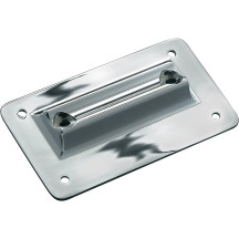 Soporte de matrícula reclinado — cromado, montaje trasero, horizontal