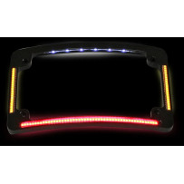 Marco de matrícula todo en uno — 18,5 cm L x 11 cm A, curvo, cromo