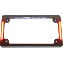 Tri-Horizontal Motorcycle Plate Frame with Flush-Mount LEDs and LED Plate Illumination