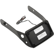 Soporte curvo para matrícula con marco — Negro, montaje trasero, LED