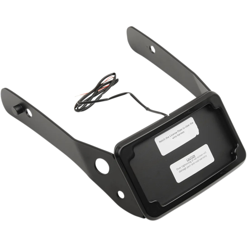 Soporte curvo para matrícula con marco — Negro, montaje trasero, LED
