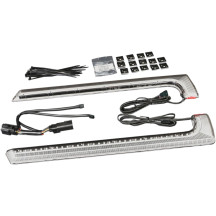 Luces LED Machete™ para alforjas de fondo plano — compatible con Harley‑Davidson, roja, lente ahumada