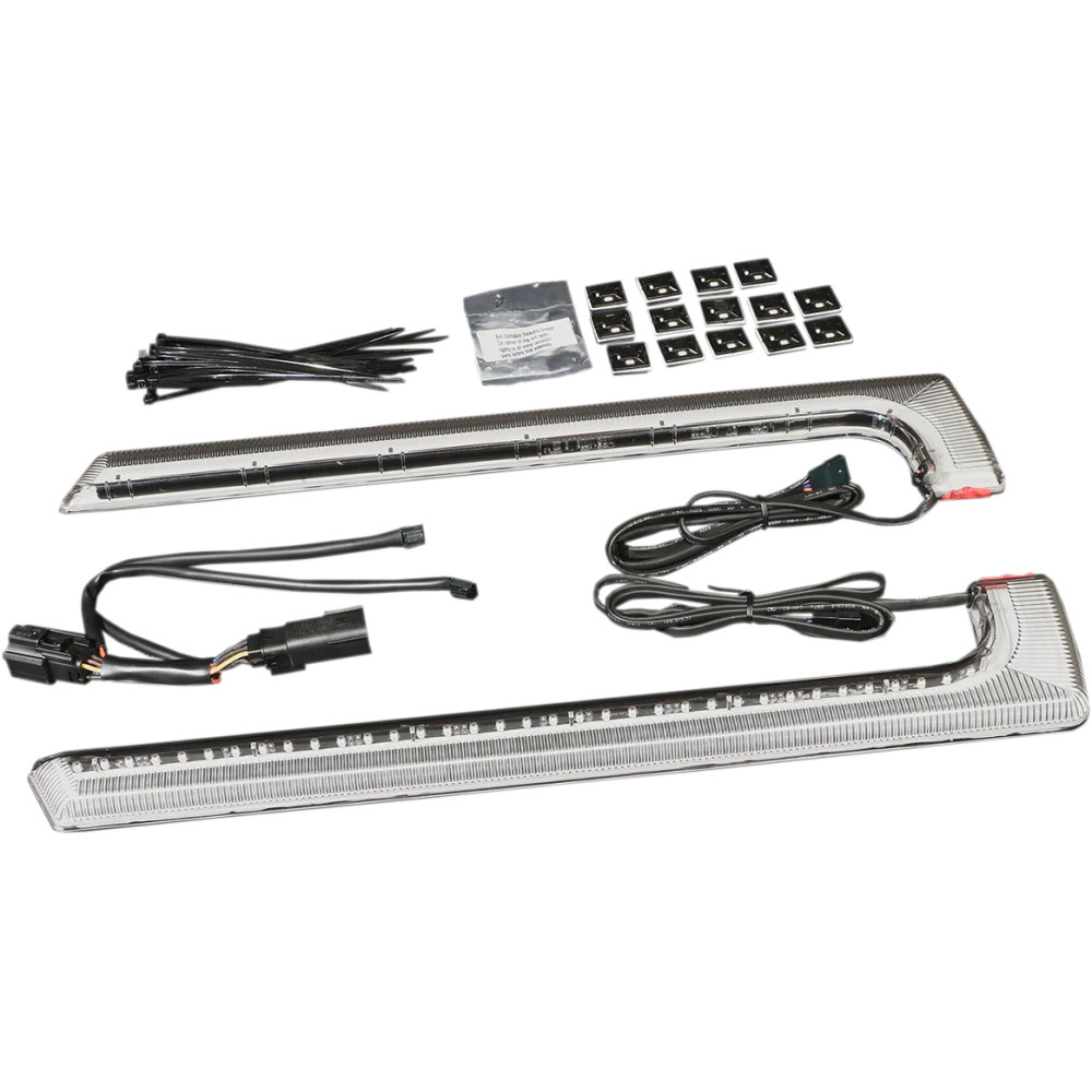 Luces LED Machete™ para alforjas de fondo plano — compatible con Harley‑Davidson, roja, lente ahumada