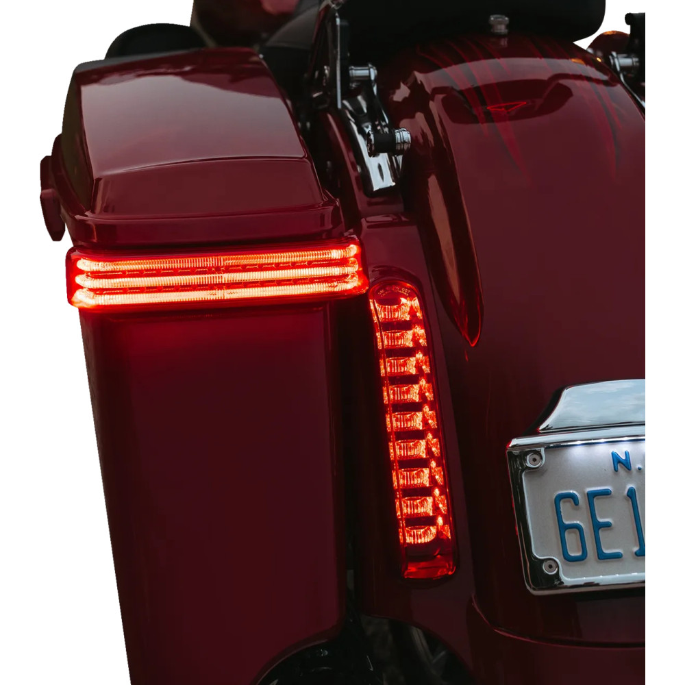 ProBEAM® LED Secuencial BAGZ™ Luces para alforjas — Compatible con Harley‑Davidson, carcasa cromada, lente roja