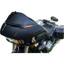 Moldura de parabrisas Genesis® 4 Dynamic LED Road Glide® — Harley Davidson®, intermitente, lente ahumada, carcasa negra, LEDs ám