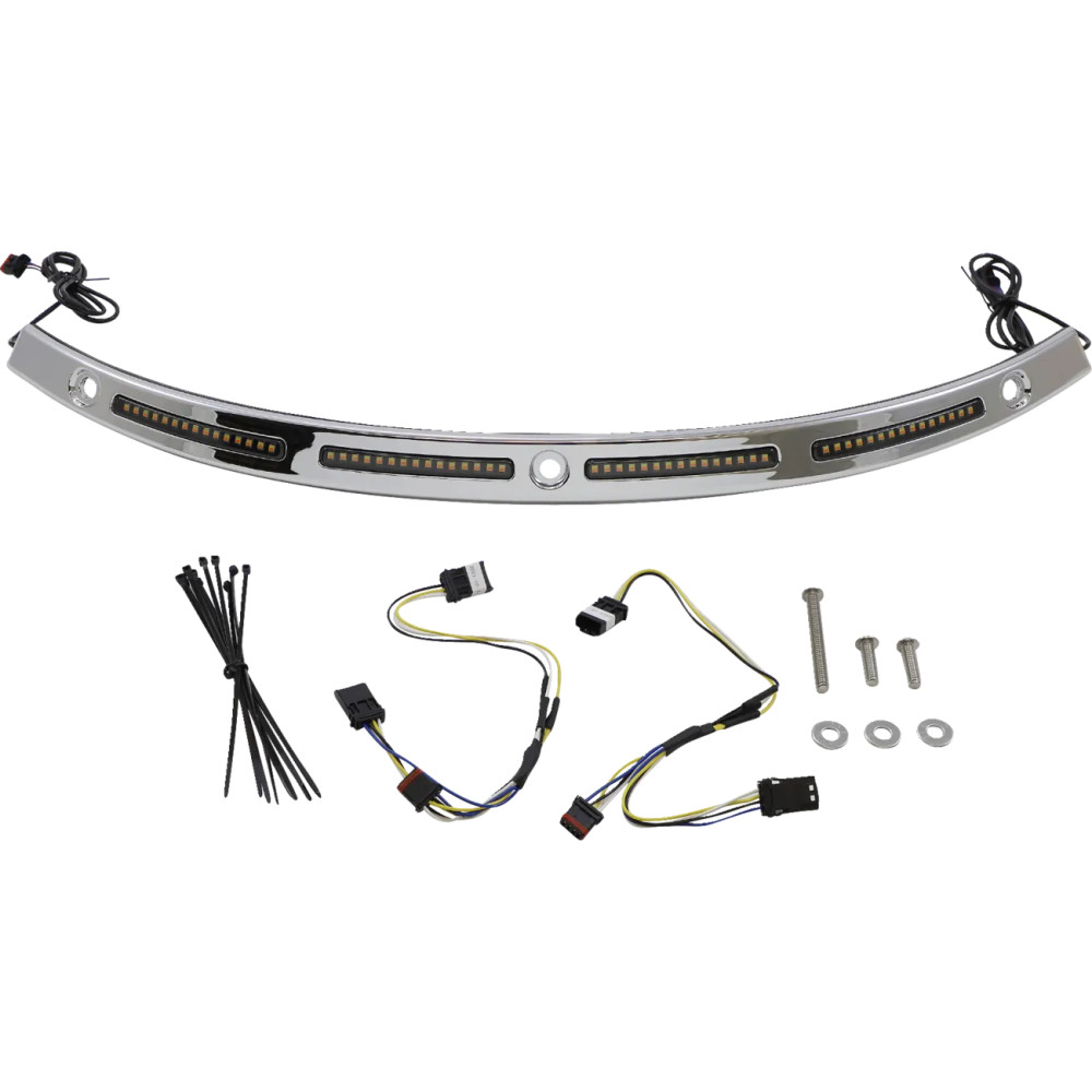 Moldura de parabrisas Batwing Genesis® 4 Dynamic LED — Harley Davidson®, intermitentes secuenciales, lente ahumada, LED blanco y