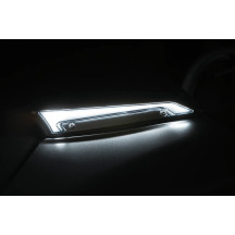 Luces de embellecedor para parabrisas Tracer — LED, Harley Davidson®, carcasa cromada, lente ahumada