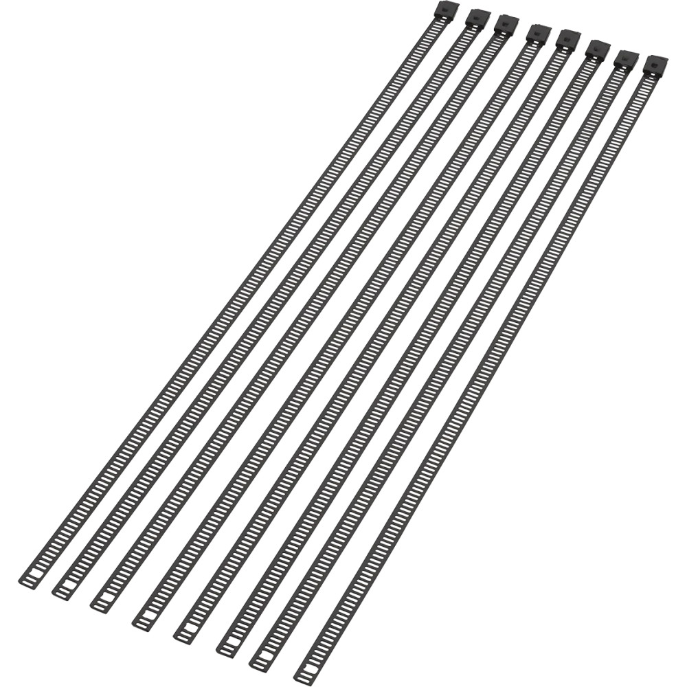 Ladder-style Cable Tie — 14\", 8-pack, black powder-coated
