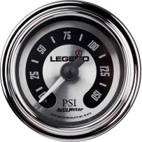Fairing Mounted LED Backlit PSI Gauges — 0-150 psi, Red LED backlight, Chrome housing