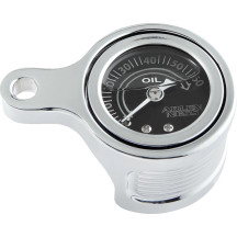 Manómetro Method® de presión de aceite — 0–60 psi, Compatible con M8 rear rocker box top, Cromo