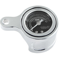 Method® Oil Pressure Gauge — 0–60 psi, Fits M8 rear rocker box top, Chrome