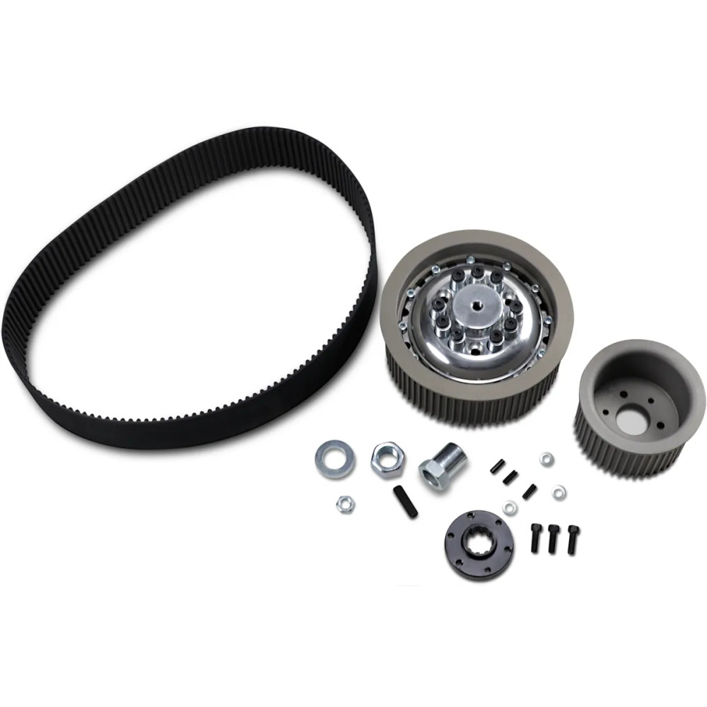Transmisión por correa de 8 mm con sistema de embrague silencioso — 3" ancho, Negro