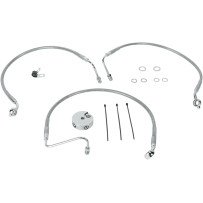 Stainless Steel Brake Line Kit — 45.5 cm, 50 cm, Front, Lower, Upper, Silver clear-coated