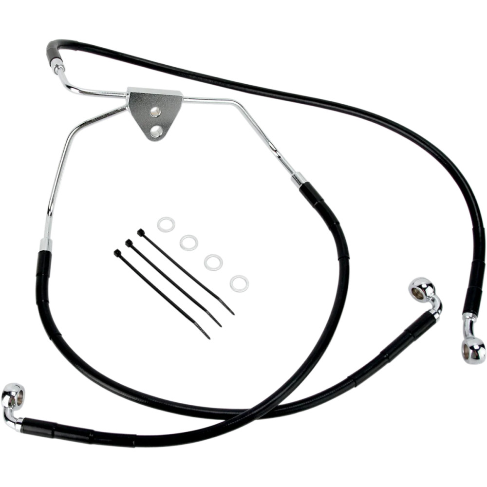 Kit de latiguillos de freno de acero inoxidable — 39 cm, 58,5 cm, sin ABS, negro