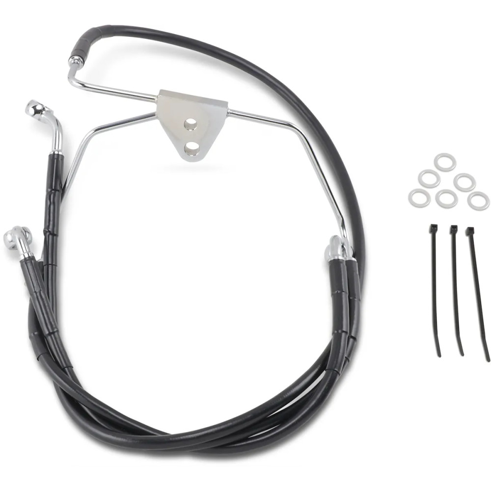 Extended Length Black Vinyl Brake Line Kit — Oversize +8", 16", 34-7/8", Front
