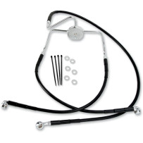 Kit de latiguillos de freno de acero inoxidable — 16", 25-1/2", delantero, superior/inferior, negro